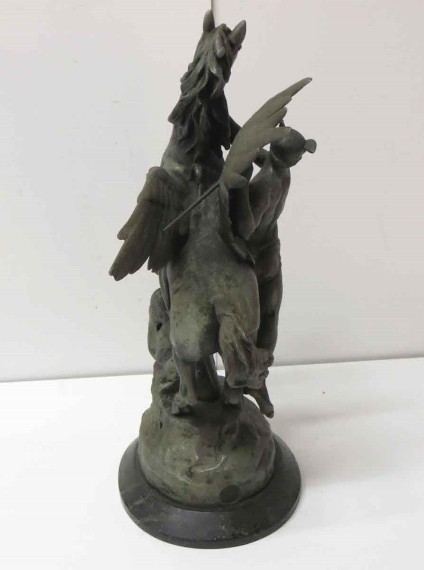 Metal Replica of the Original 1888 French Statue Entitled Perseus and Pegasus