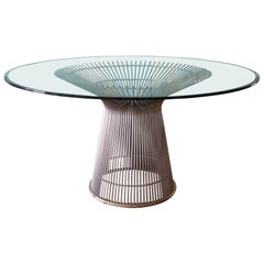 Réplique de la table de salle à manger en chrome et verre 54" de Warren Platner pour Knoll