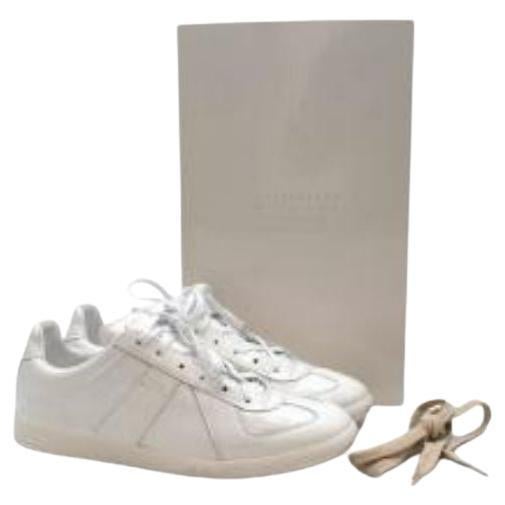 Replica White Rubberised Leather Trainers