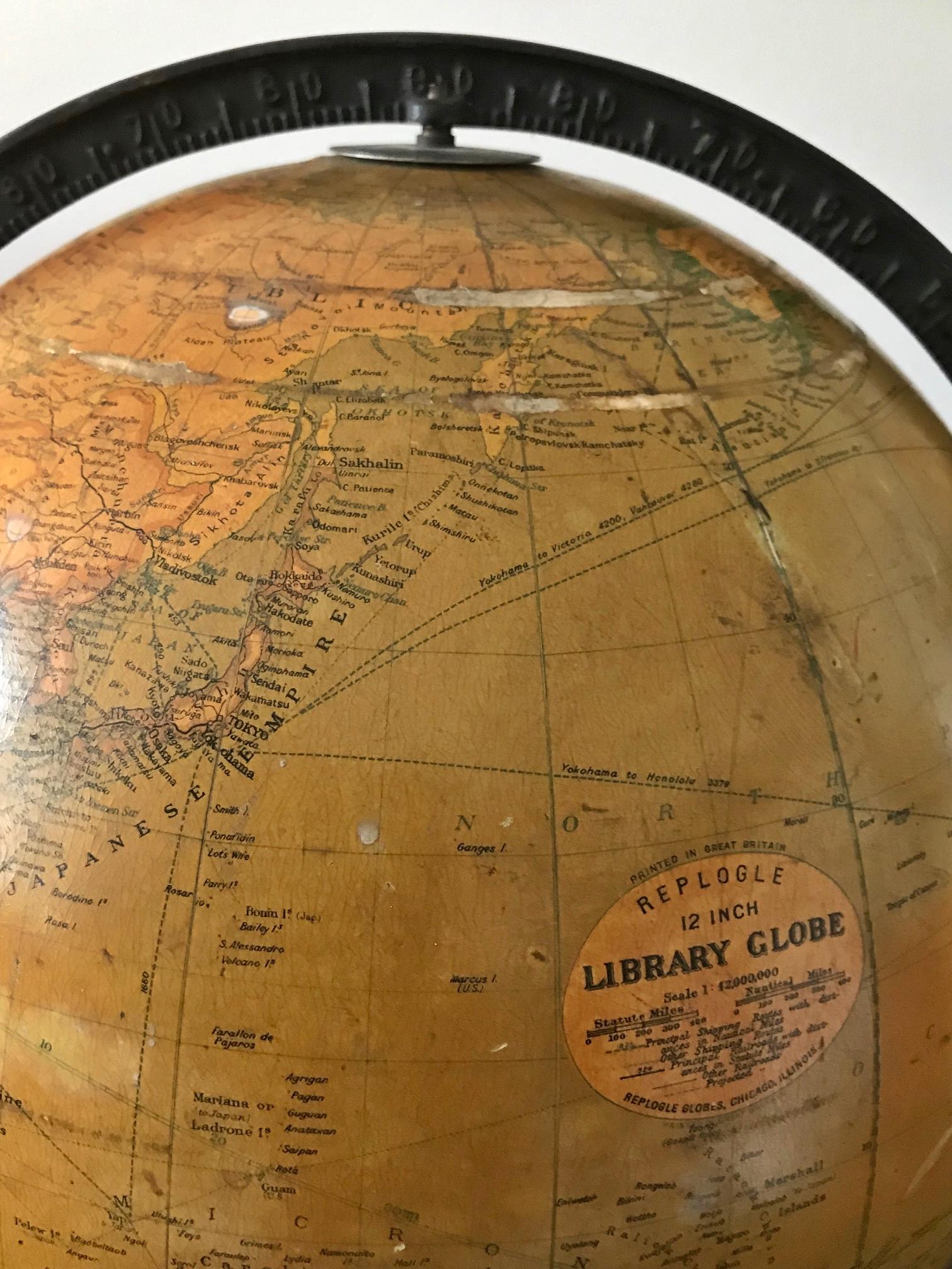 Other Replogle Library Globe Plus Replogle Illustrated Atlas, Late 1930s For Sale