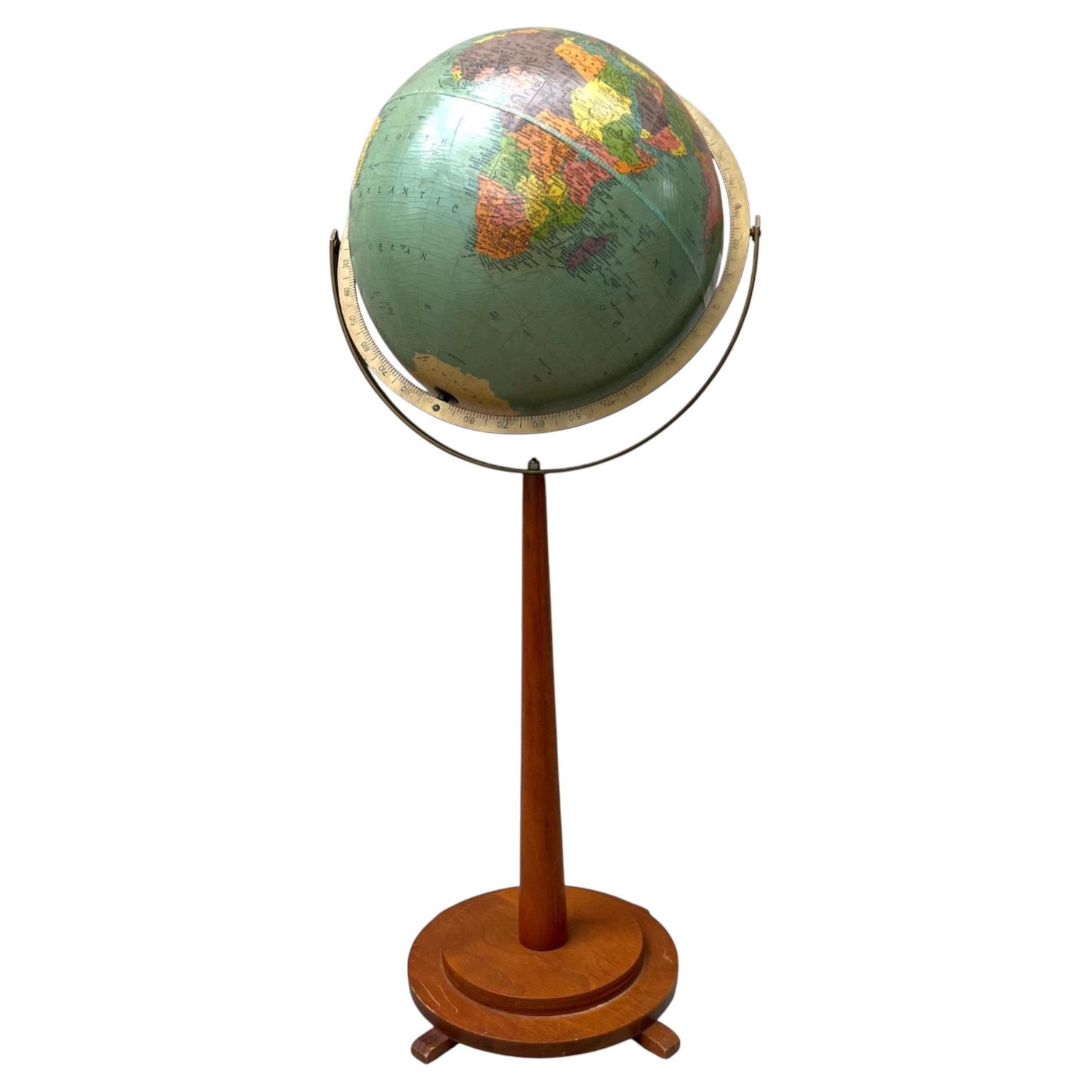 Replogle 1950s Mid-Century Modern Standing Globe