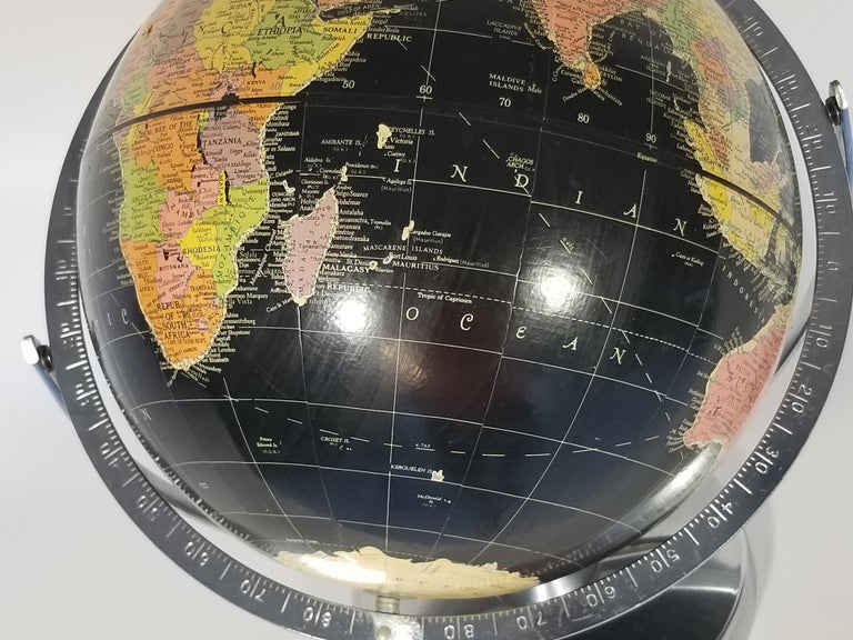 Replogle Desk Globe Midcentury Black with Chrome Base at 1stDibs