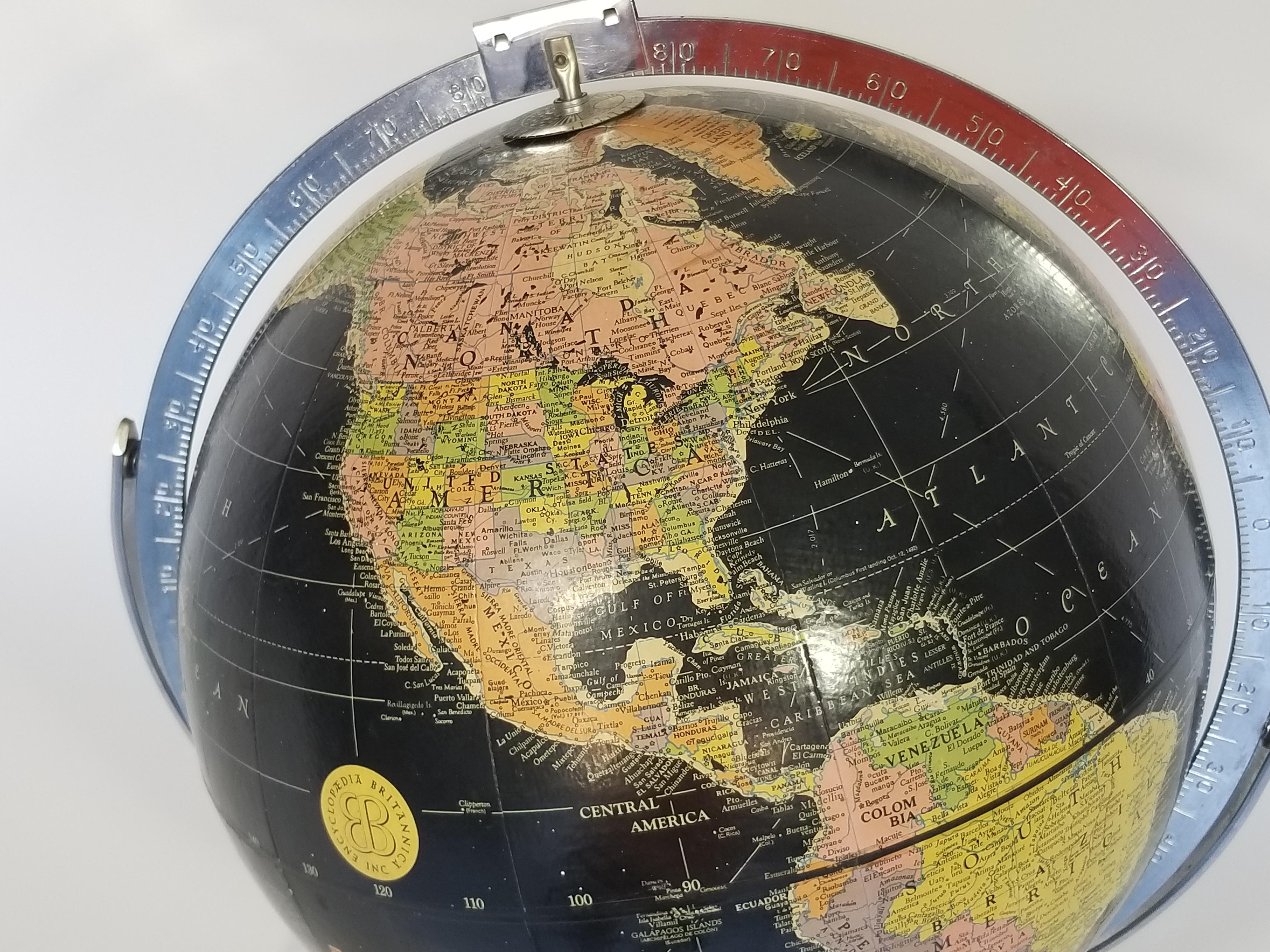 Replogle Desk Globe Midcentury Black with Chrome Base 13