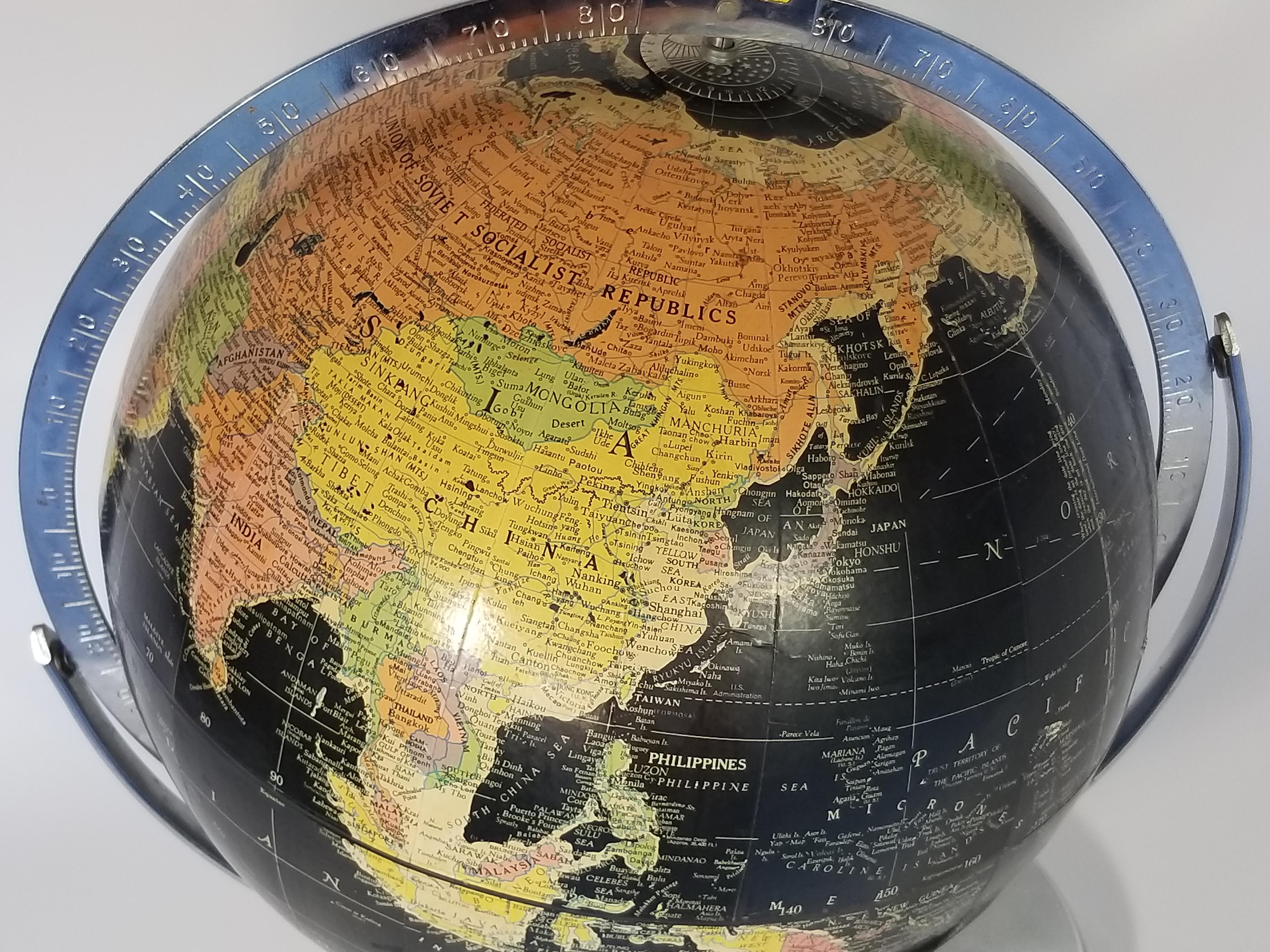 Replogle Desk Globe Midcentury Black with Chrome Base 16