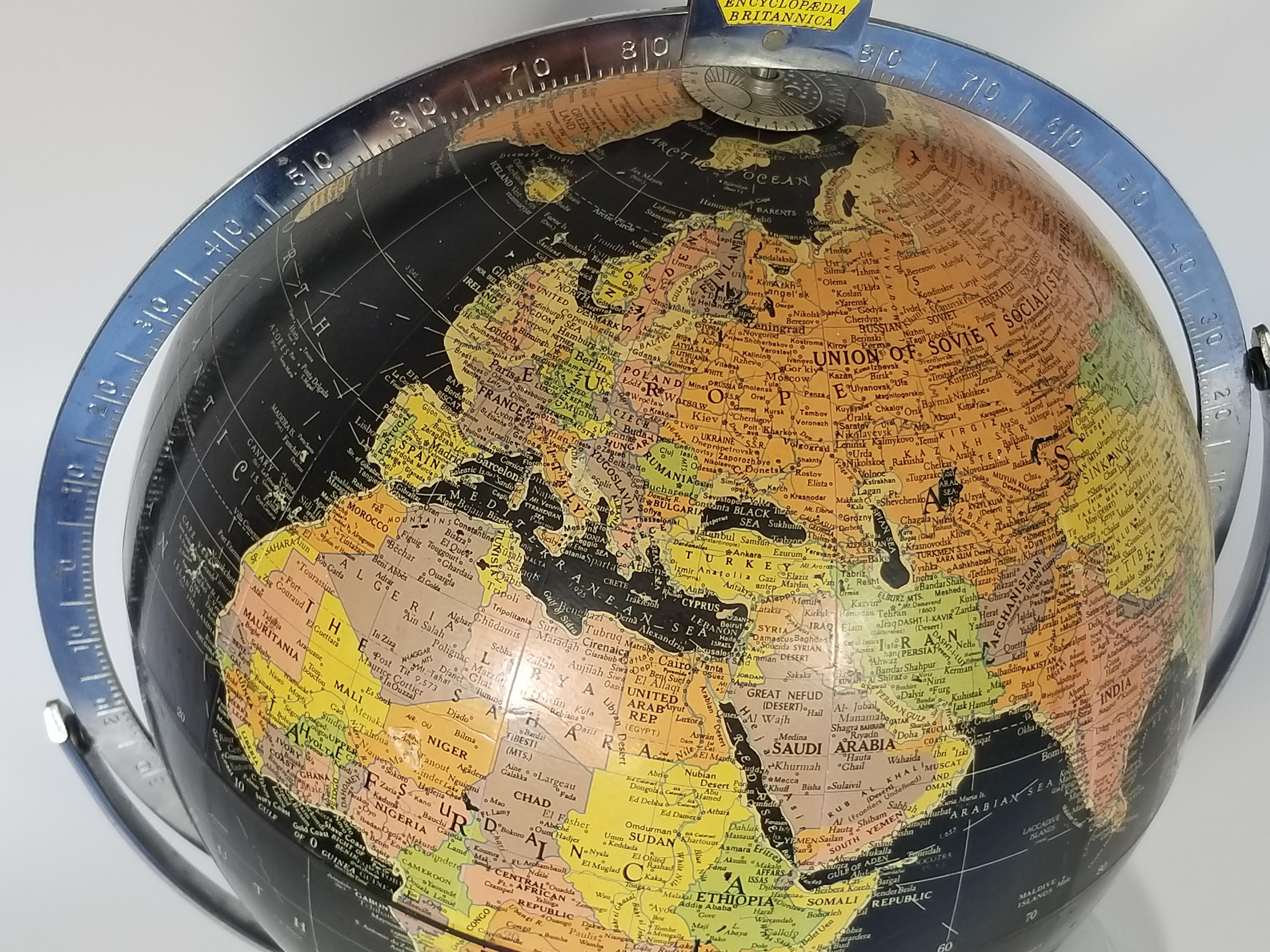 Replogle Desk Globe Midcentury Black with Chrome Base 3