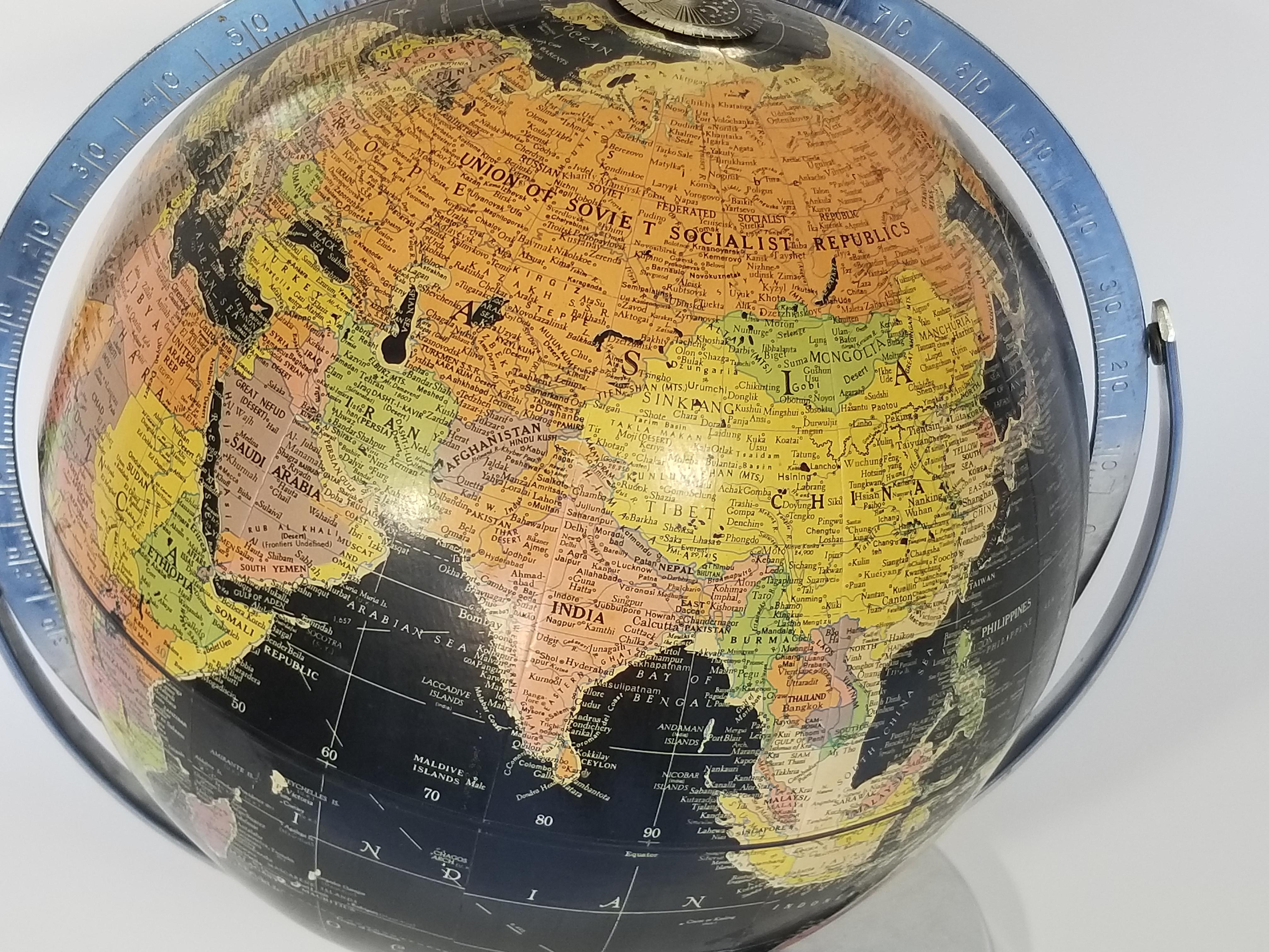 Replogle Desk Globe Midcentury Black with Chrome Base 4