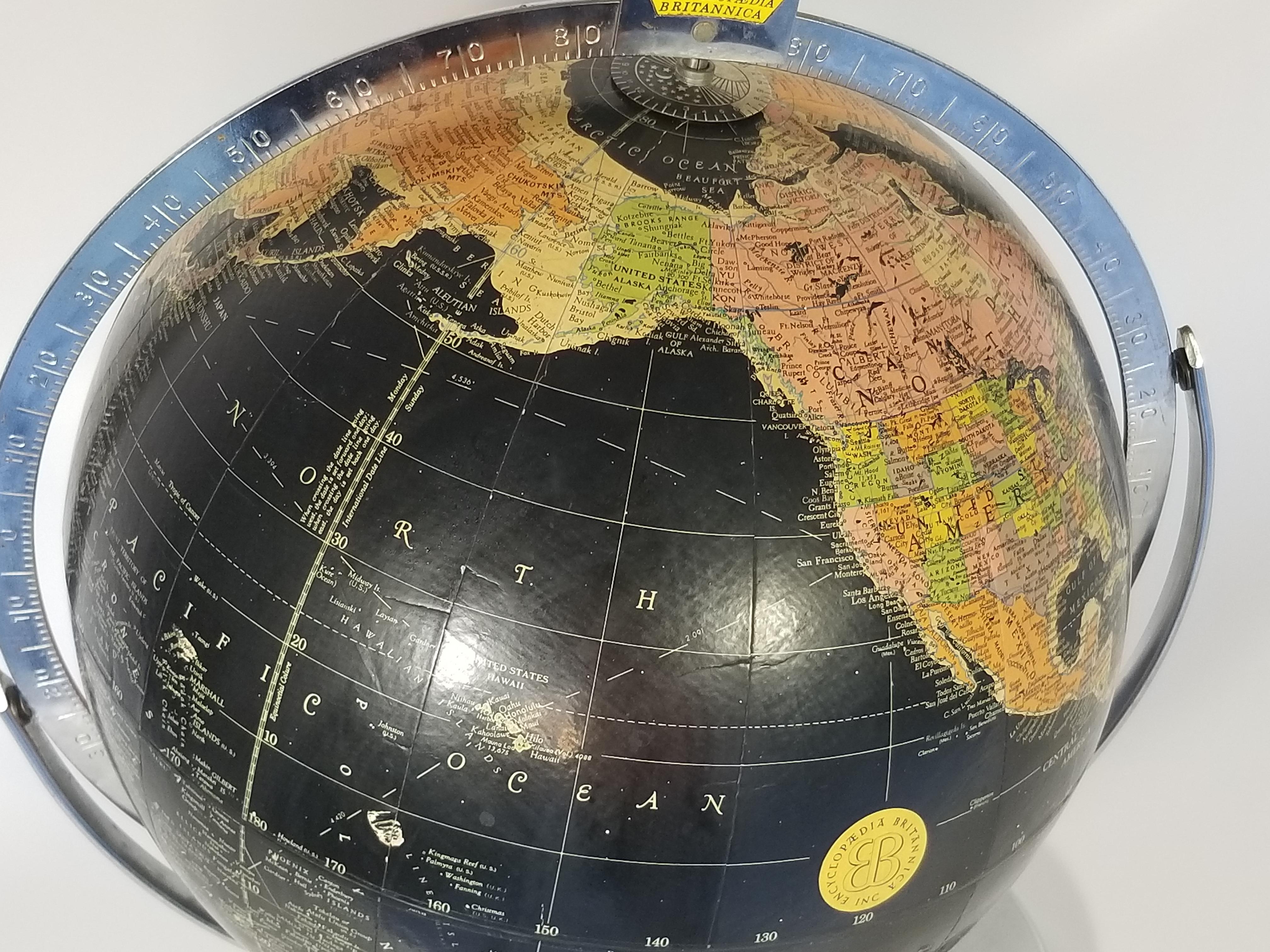 Replogle Desk Globe Midcentury Black with Chrome Base 5