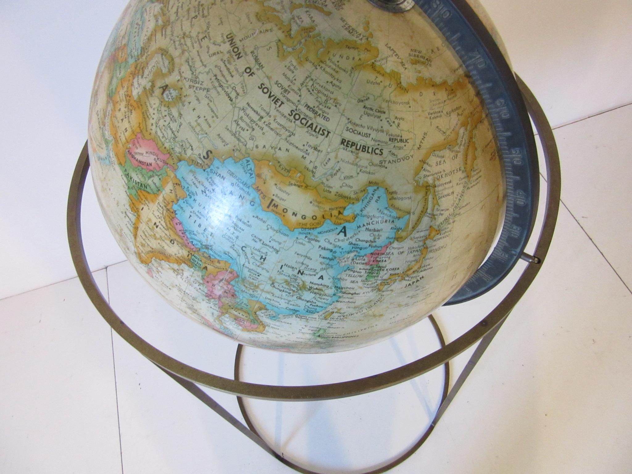 globe with brass stand