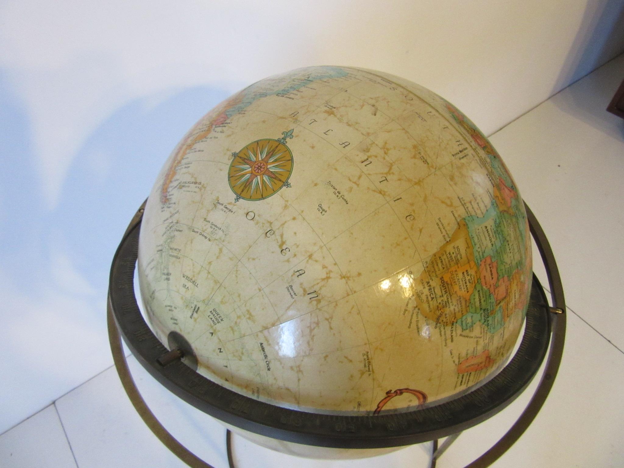American Replogle Globe with Brass Stand in the Manner of McCobb