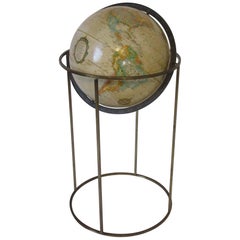 Replogle Globe with Brass Stand in the Manner of McCobb