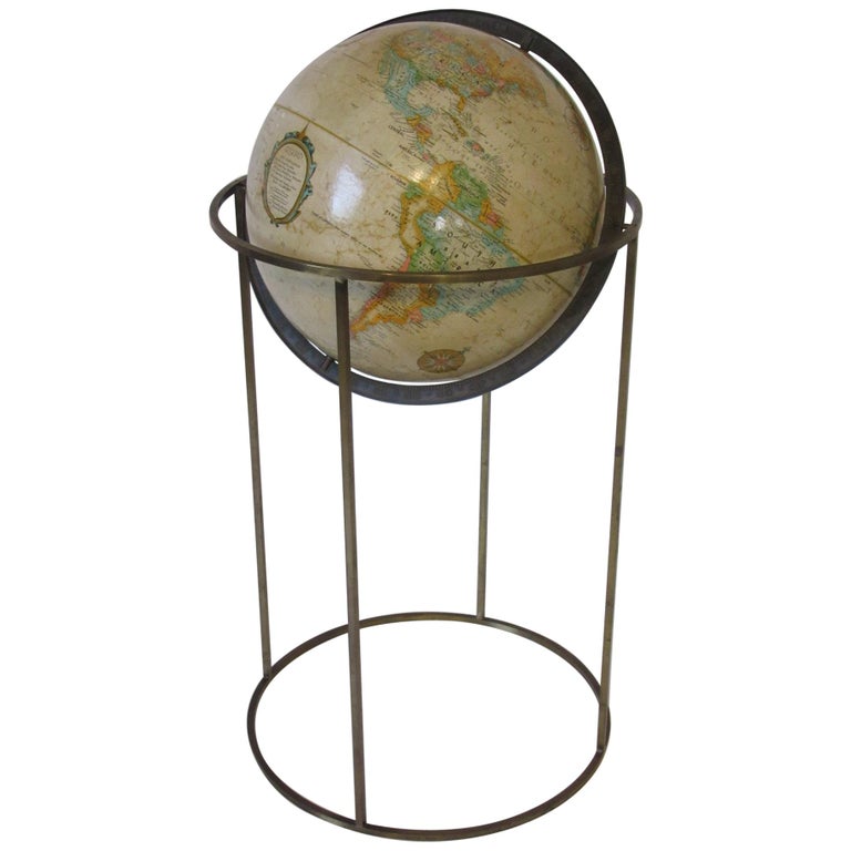 Replogle Globe with Brass Stand in the Manner of McCobb at 1stDibs