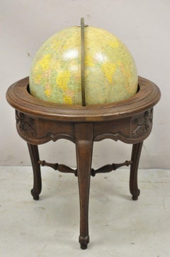 Replogle Globes French Country Provincial Style Revolving Floor Globe Oak Stand