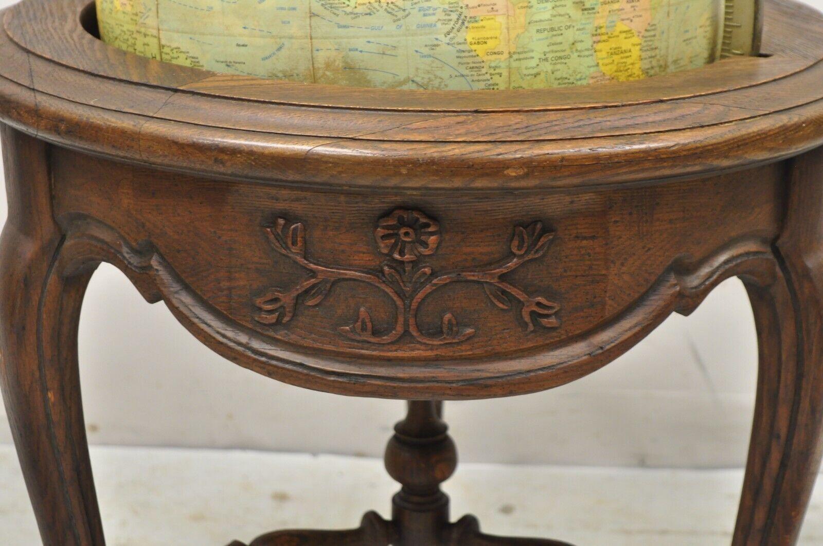Replogle Globes French Country Provincial Style Revolving Floor Globe Oak Stand In Good Condition For Sale In Philadelphia, PA