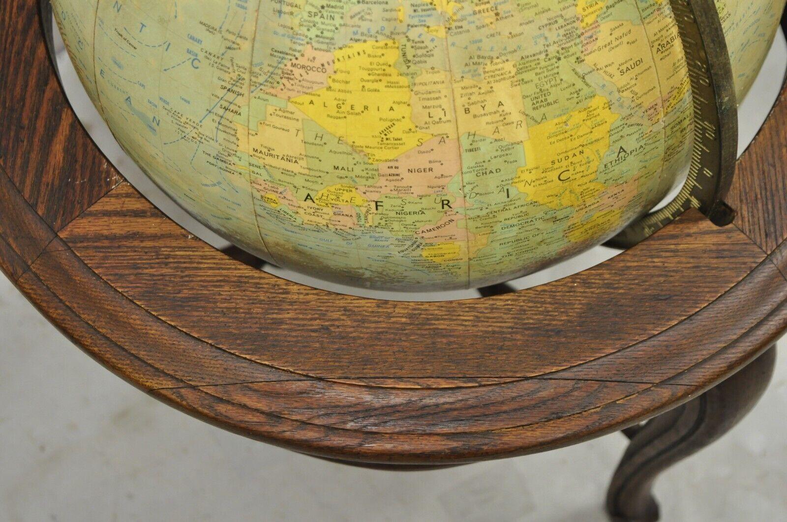 Replogle Globes French Country Provincial Style Revolving Floor Globe Oak Stand For Sale 3