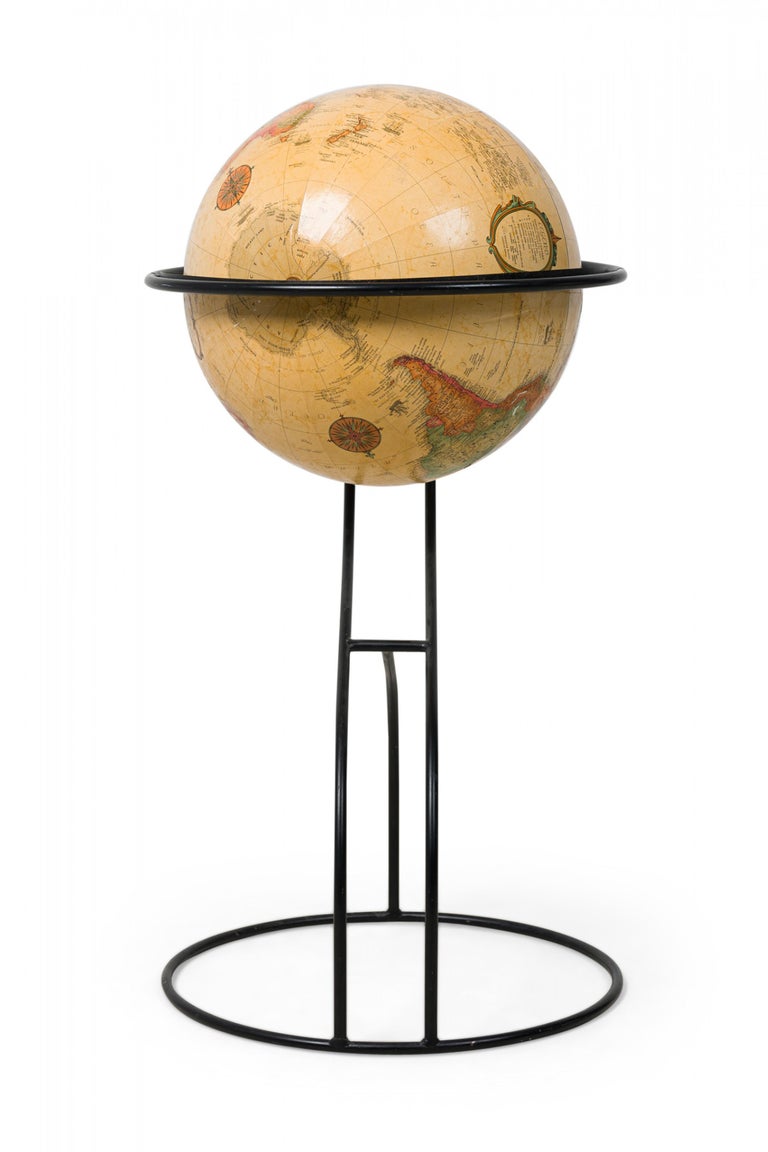 Replogle Vintage American Globe on Metal Stand For Sale at 1stDibs