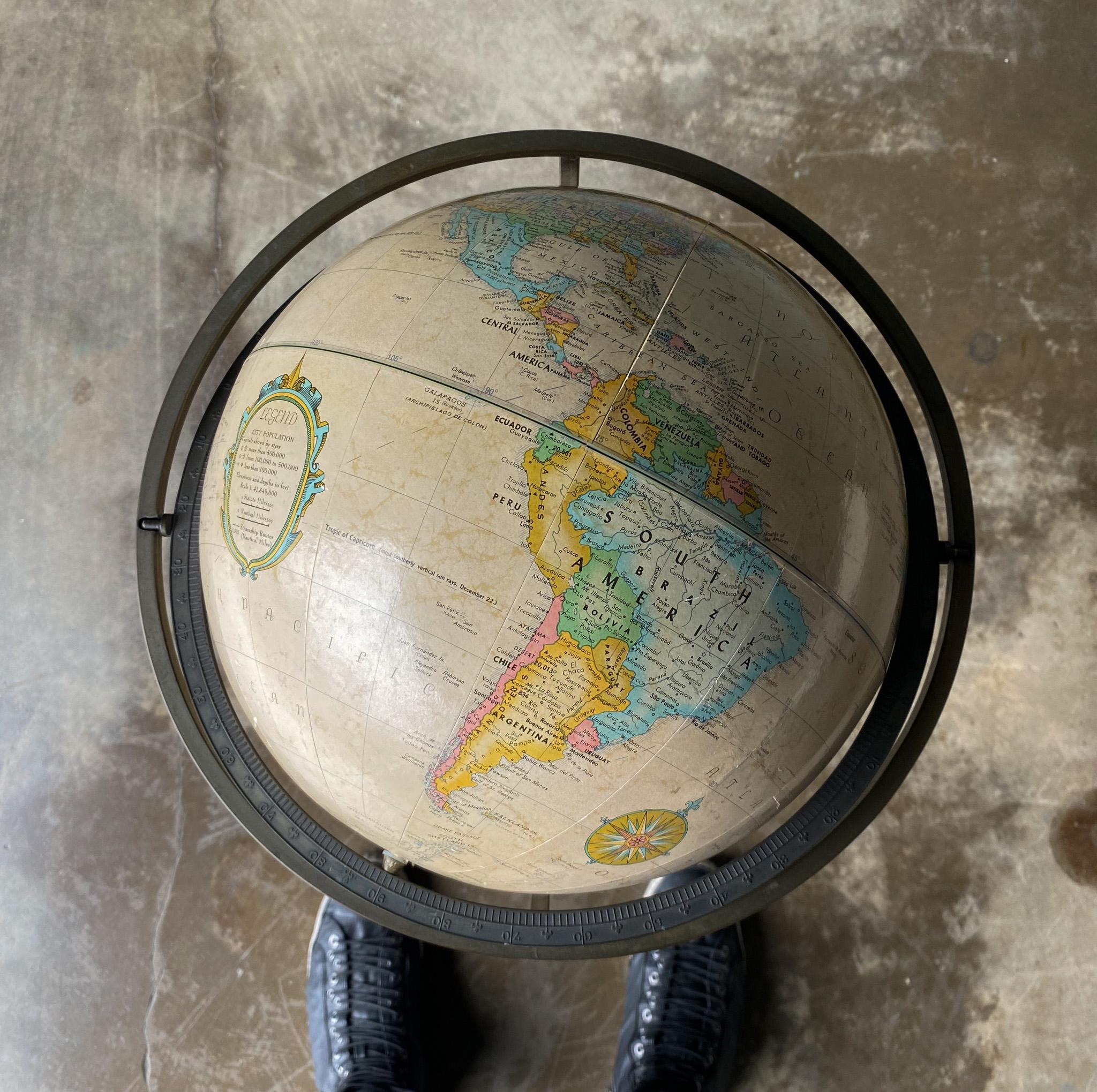 Replogle World Globe in the Style of Paul McCobb, 1960s In Fair Condition In Costa Mesa, CA