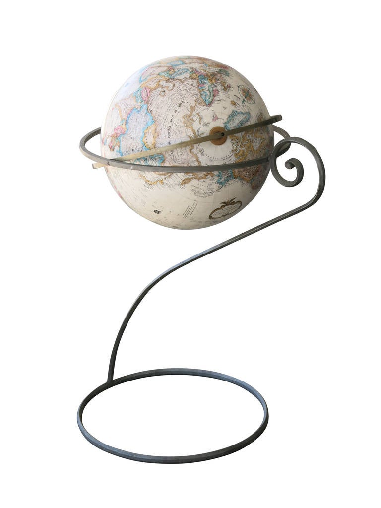 Renaissance Revival Replogle World Globe on Scrolling Steel Stand