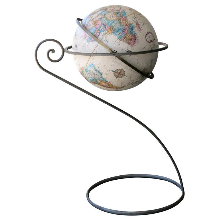 Replogle World Globe on Scrolling Steel Stand at 1stDibs