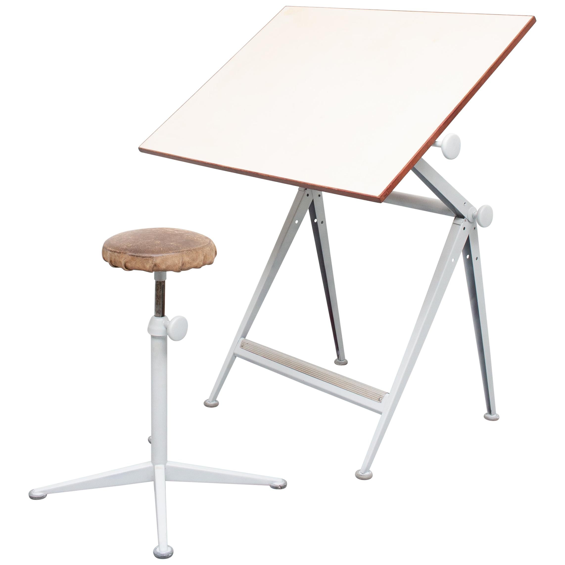 Reply Drawing Table and Matching Stool Ahrend de Cirkel Wim Rietveld