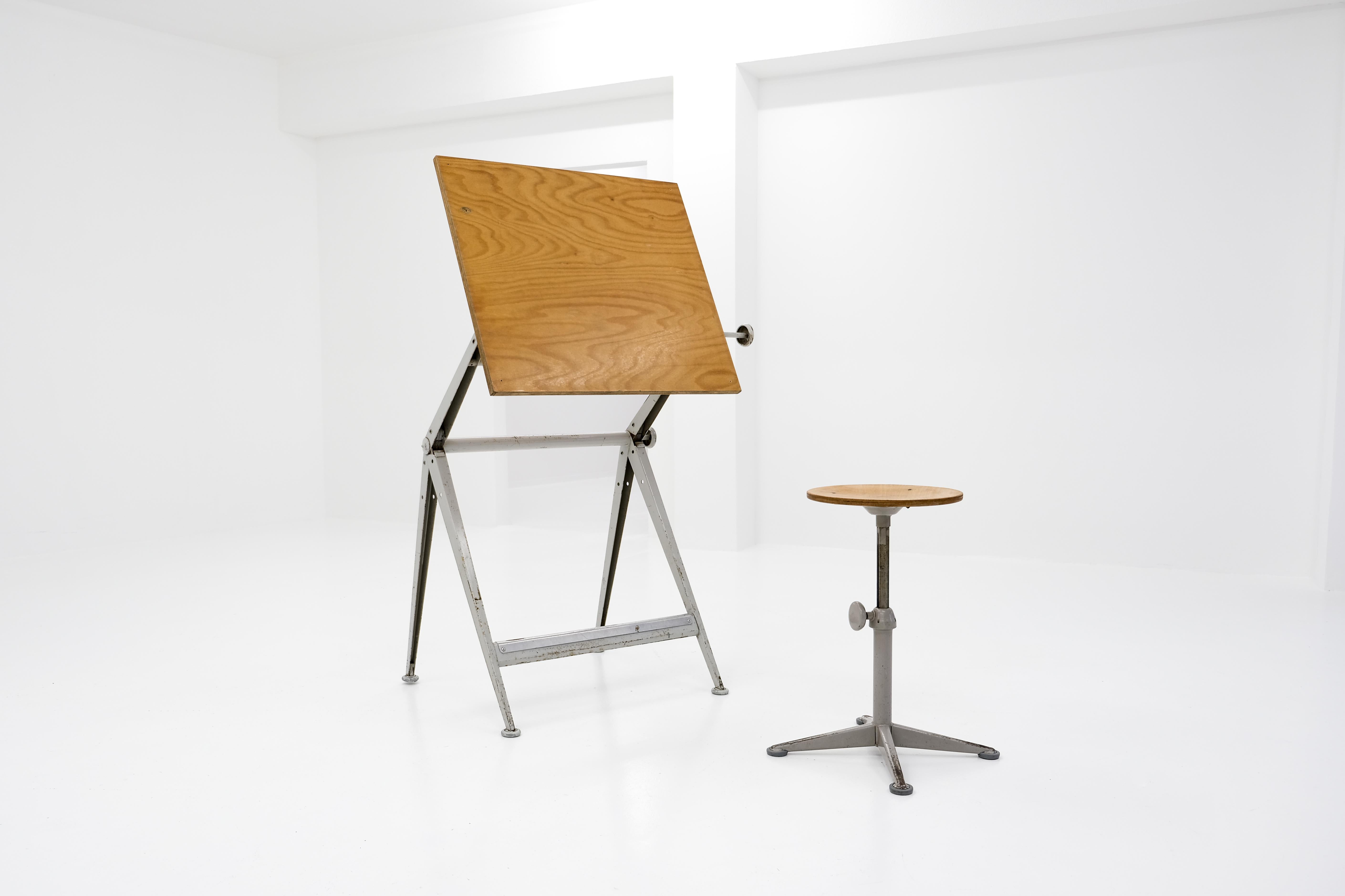 Reply Drawing Table + Stool by Friso Kramer & Wim Rietveld for Ahrend de Cirkel 3