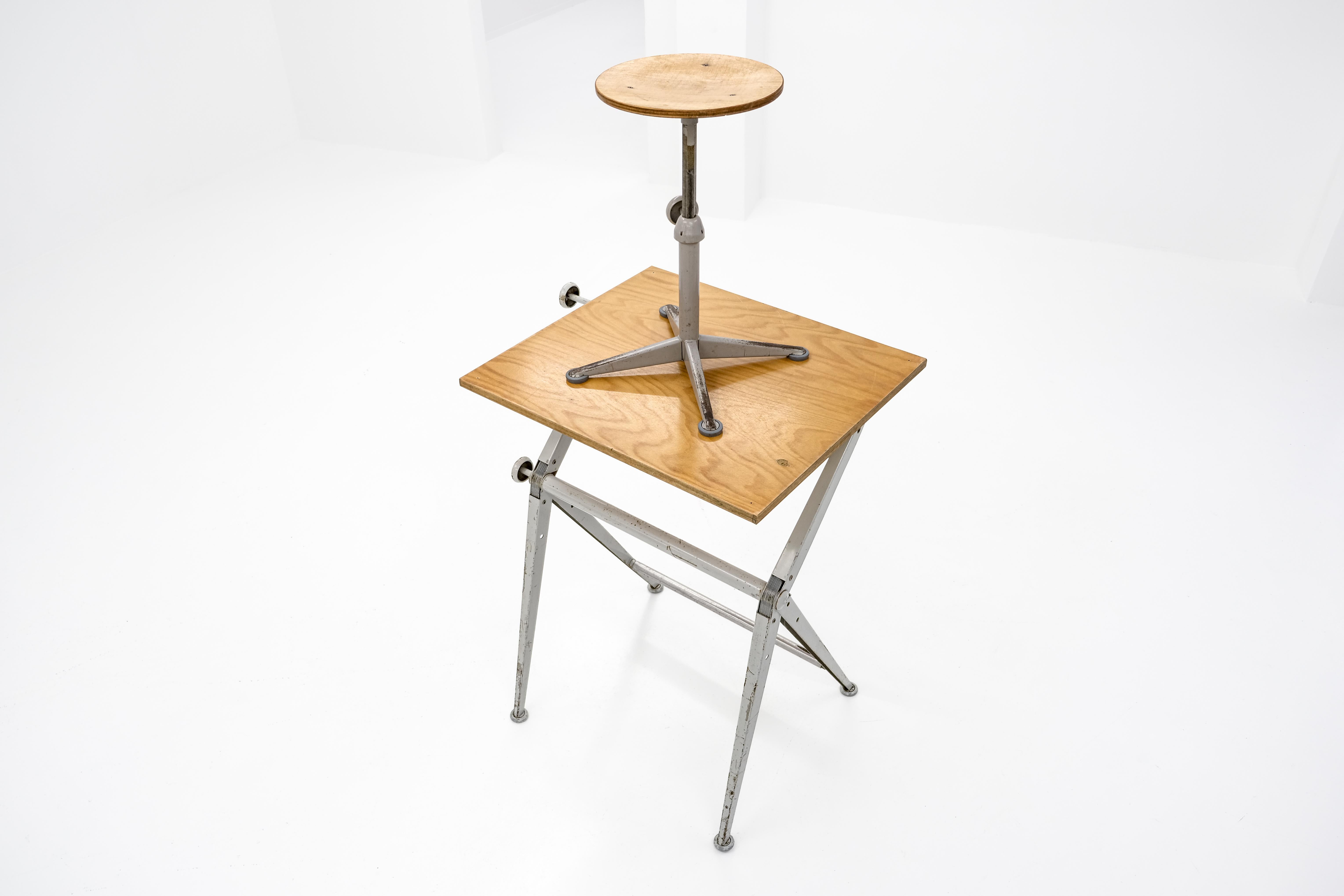 Reply Drawing Table + Stool by Friso Kramer & Wim Rietveld for Ahrend de Cirkel 5