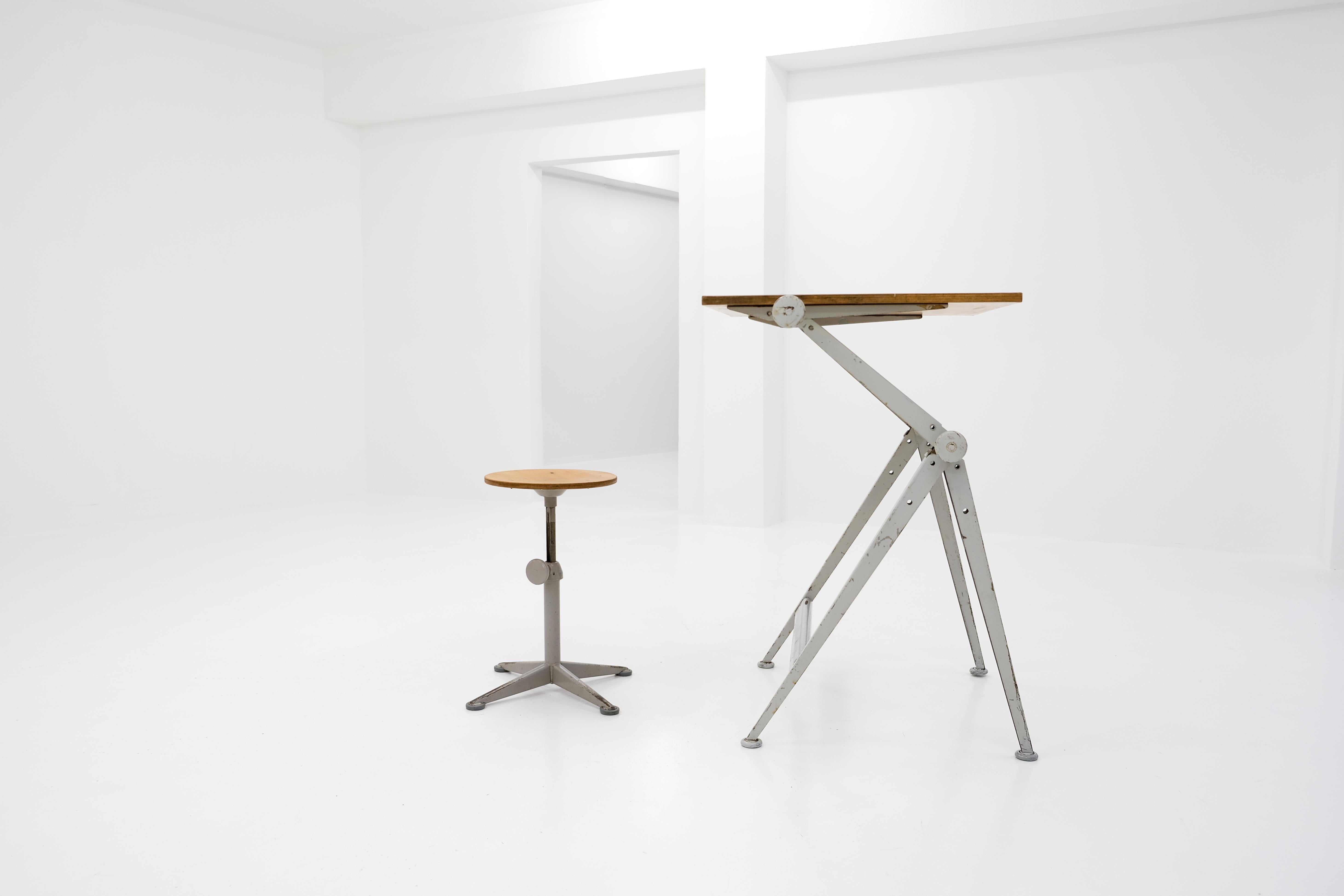 20th Century Reply Drawing Table + Stool by Friso Kramer & Wim Rietveld for Ahrend de Cirkel