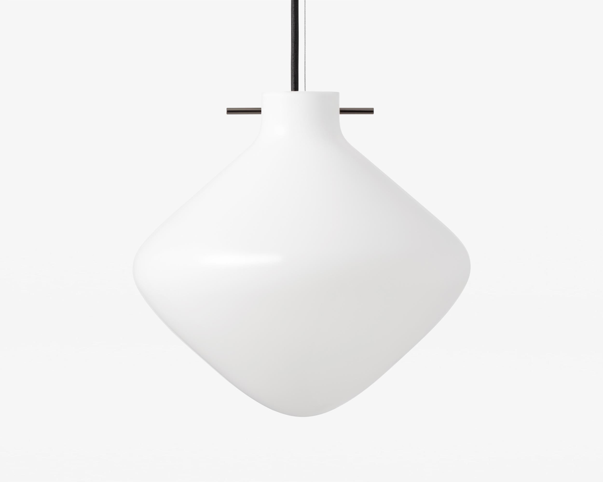 PENDANT LAMP REPOSE / 260 BY LYFA

Pendant lamp signed by GamFratesi for LYFA

D.260 mm H.252 mm
Opal glass / Black steel or Brass

Textile wire (black or white) 300cm
Light source: E14 max 60W (110V-230V)

-- 
REPOSE is a new series of