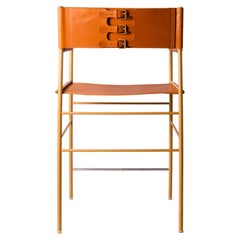 Repose Bar Stool w. Backrest, Tan Leather & Aged Brass Powdered Coating Frame