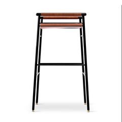 Contemporary Classic Bar Stool Natural Tobacco Leather & Black Rubber Metal