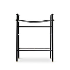 Artisan Classic Contemporary Counter Bar Stool Black Leather Black Rubber Metal