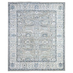 Repose Gray Hand Knotted Peshawar Sickle Leaf Design 100% Wool Rug 8'3" x 9'11"