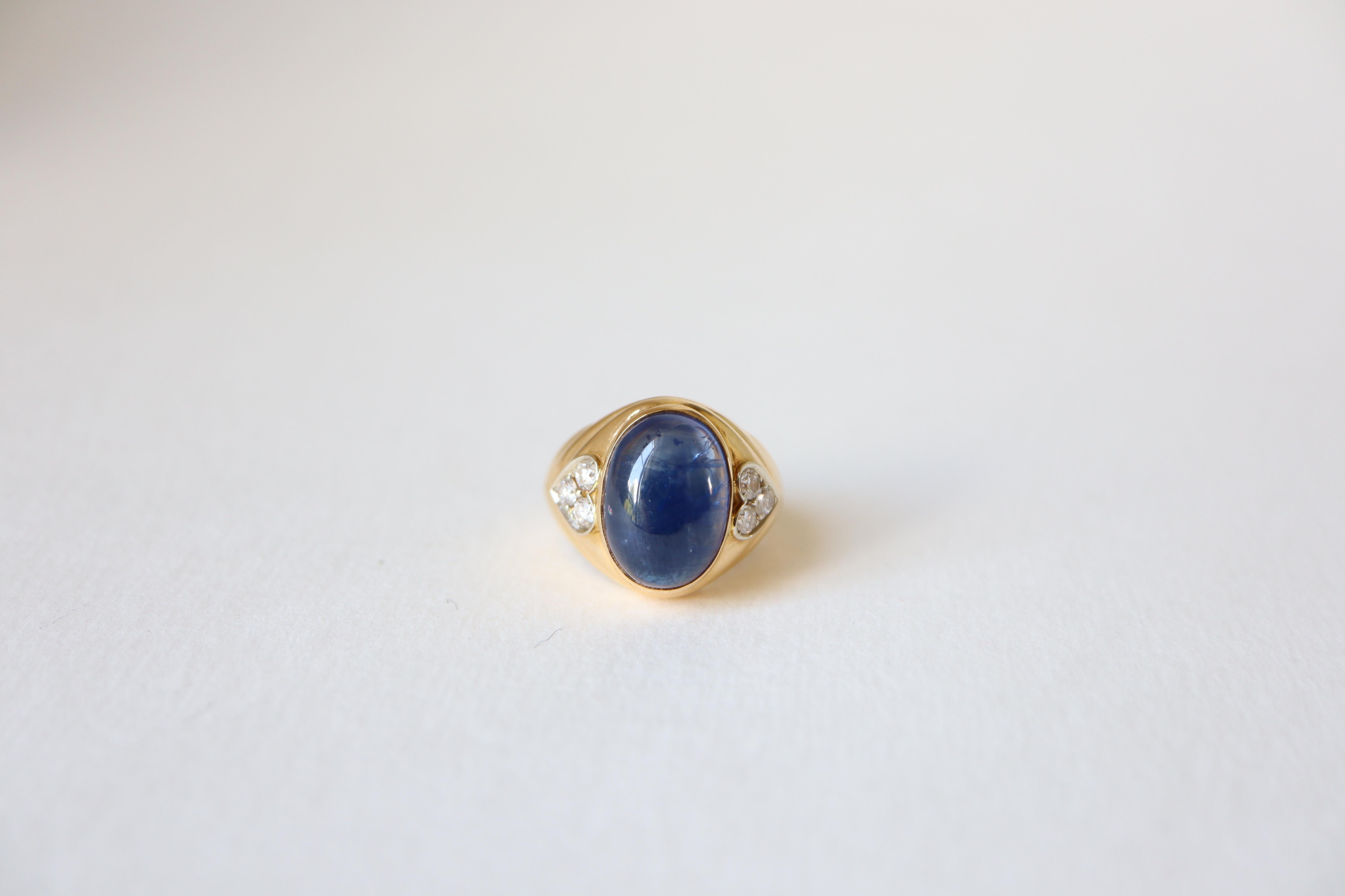 Repossi 18 Kt Yellow Gold Ring 10 Carats Sapphire and Diamonds Hearts For Sale 1