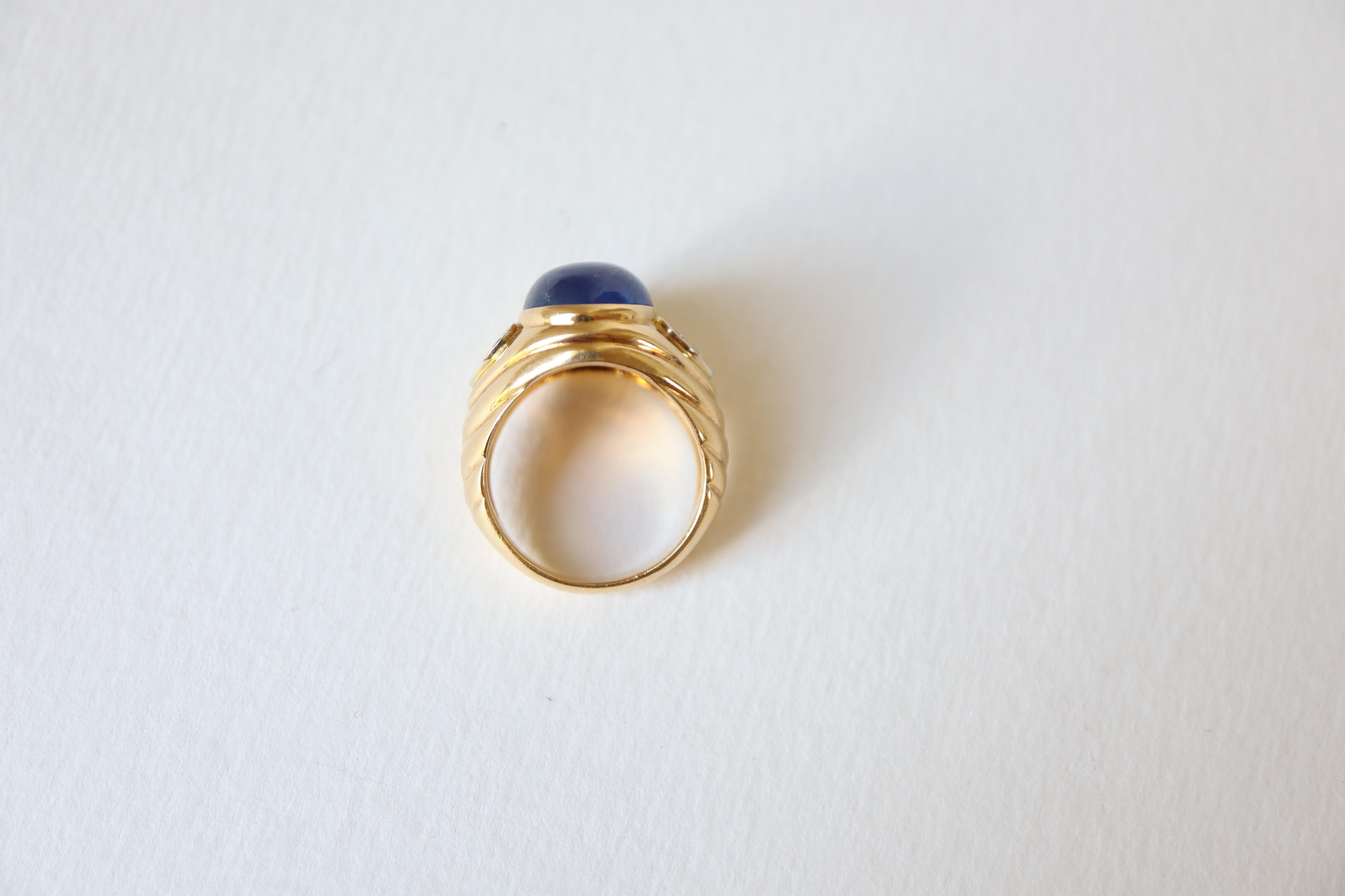 Repossi 18 Kt Yellow Gold Ring 10 Carats Sapphire and Diamonds Hearts For Sale 4
