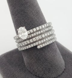 Repossi 18k Gold Ovaler Diamant Mehrreihiger Pavé Eternity Verlobungsring