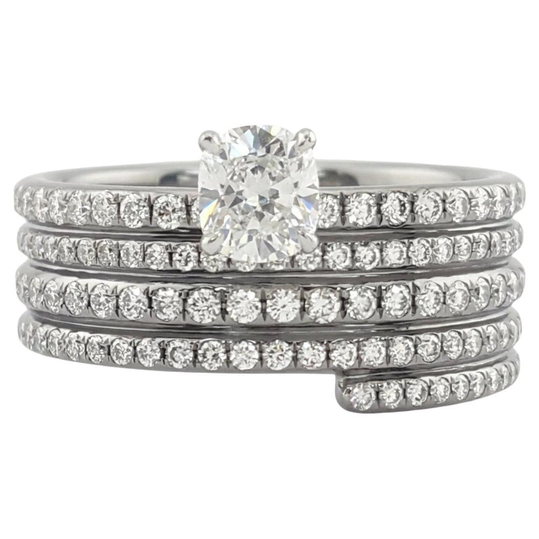 Pre-owned Repossi 18k Gold Oval Diamond Multi-row Pavé Eternity Engagement Ring