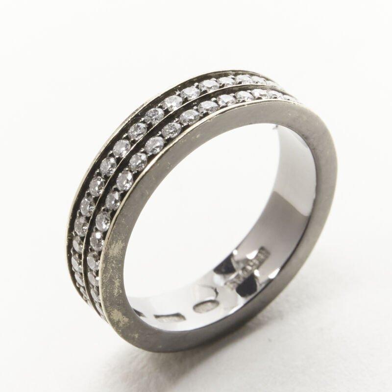REPOSSI 18K white gold diamond midi pinky ring US 1.5
Reference: LNKO/A01921
Brand: Repossi
Color: Silver
Pattern: Solid
Extra Details: Midi ring to be worn on crook of finger.
Estimated Retail Price: USD 3300

CONDITION:
Condition: Excellent, this