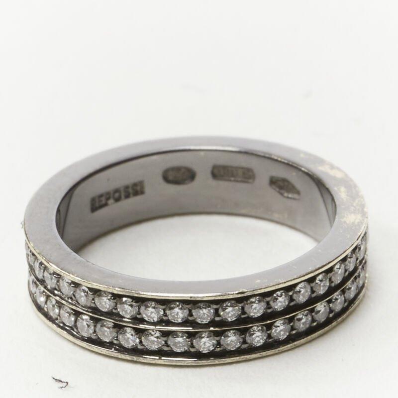 REPOSSI 18K white gold diamond midi pinky ring US 1.5 For Sale