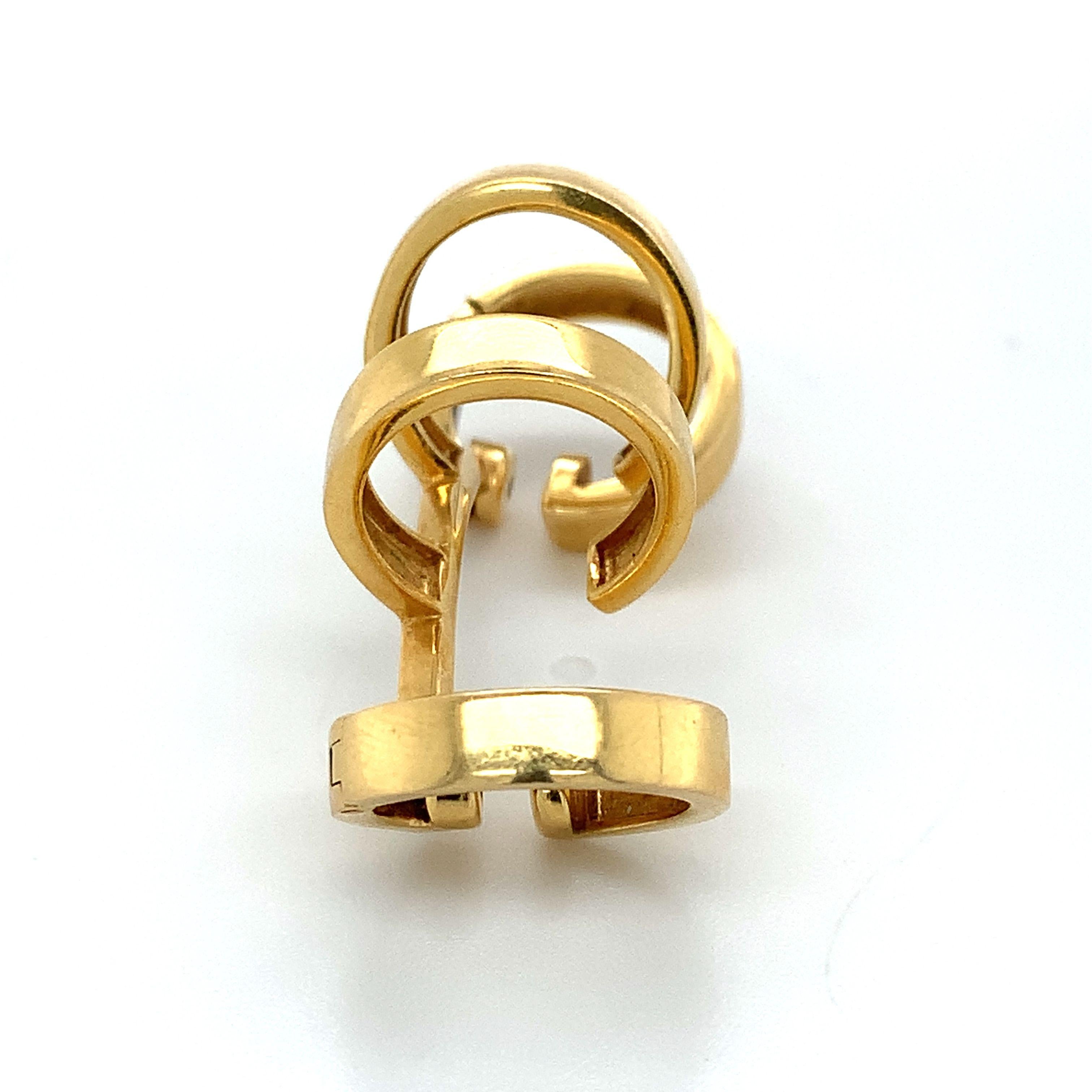 Repossi 18k Gelbgold 4 Creolen Ohrschnalle / Ohrschmiedeeisen Einreihiger Ohrring 2