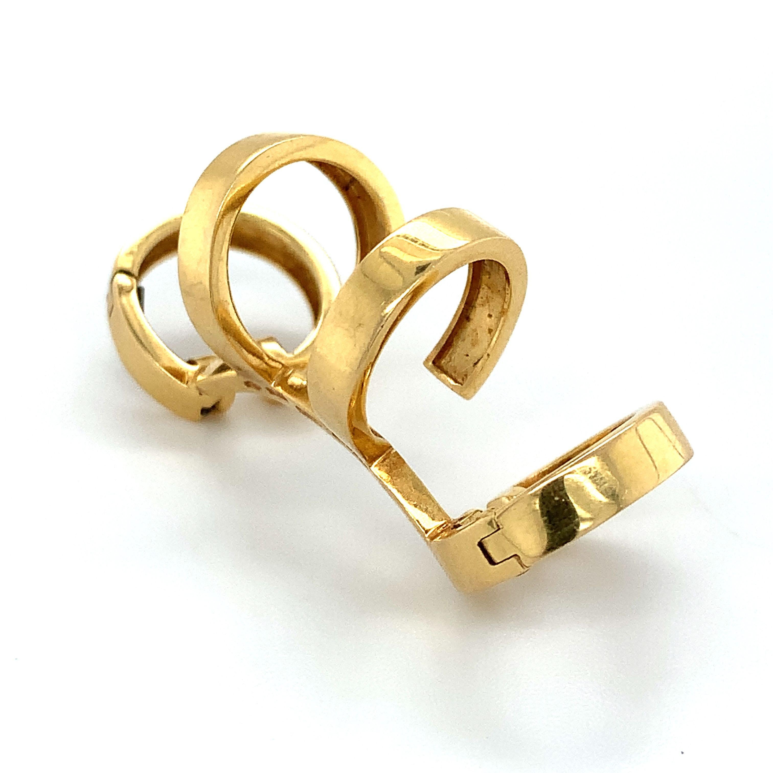 Repossi 18k Gelbgold 4 Creolen Ohrschnalle / Ohrschmiedeeisen Einreihiger Ohrring 3