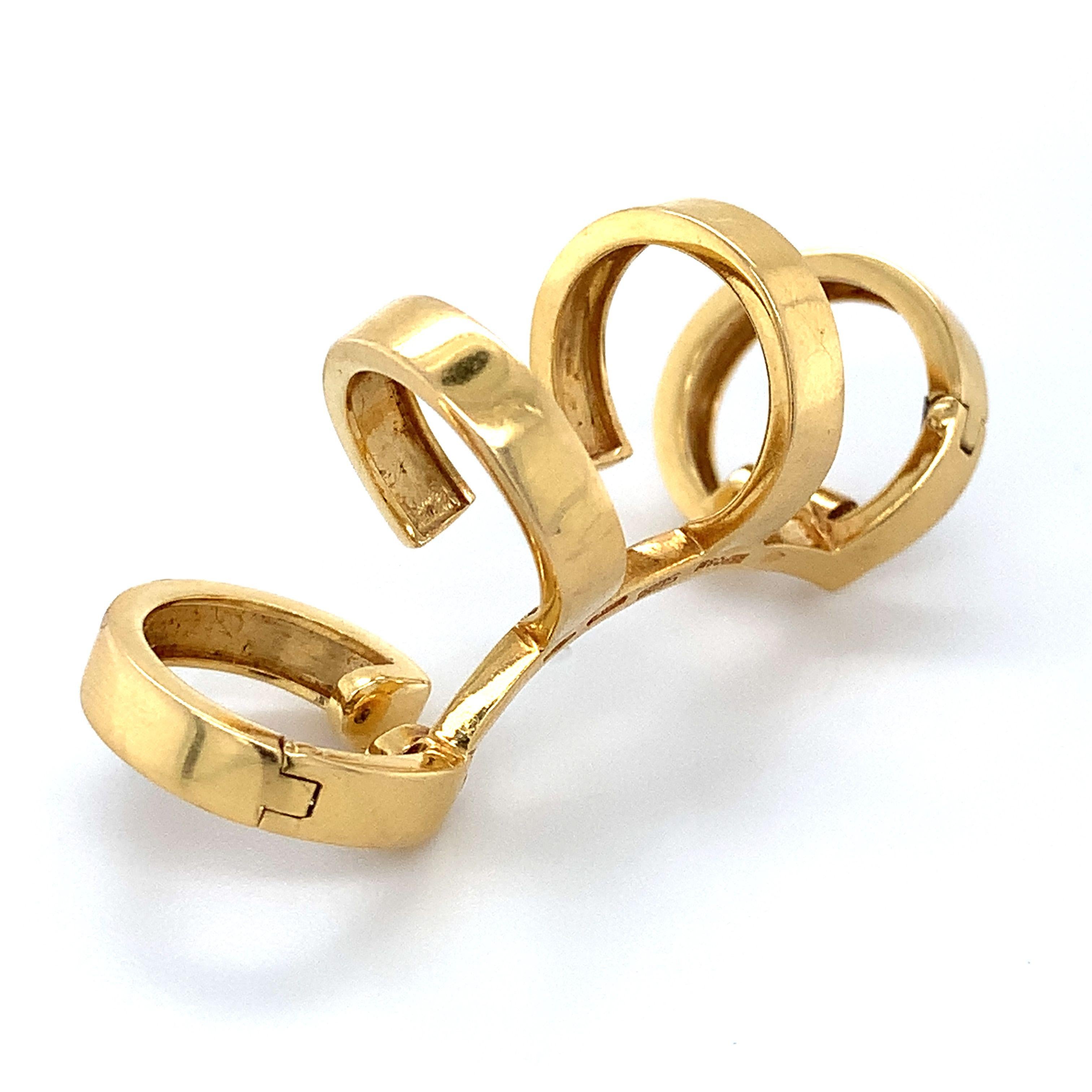 Repossi 18k Gelbgold 4 Creolen Ohrschnalle / Ohrschmiedeeisen Einreihiger Ohrring 4