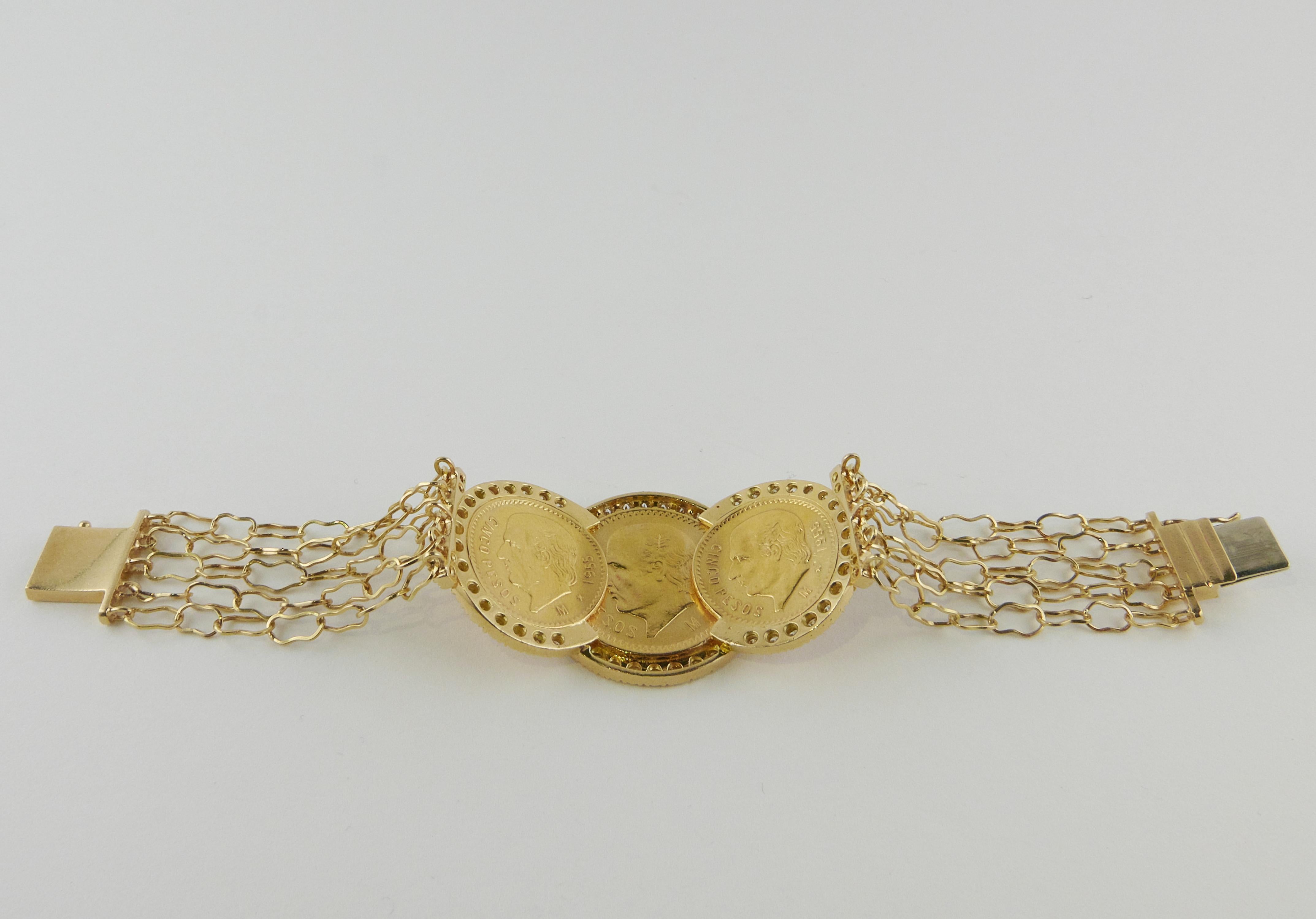 Bracelet en pièces d'or et diamants Repossi des années 1970 Bon état - En vente à Torino, IT