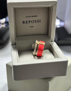 Repossi Berbere Miami Coral Pink Lacquer 18k Rose Gold Diamond Ring