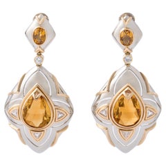 Repossi Citrine Diamond White and Yellow Gold 18K Ear Pendants