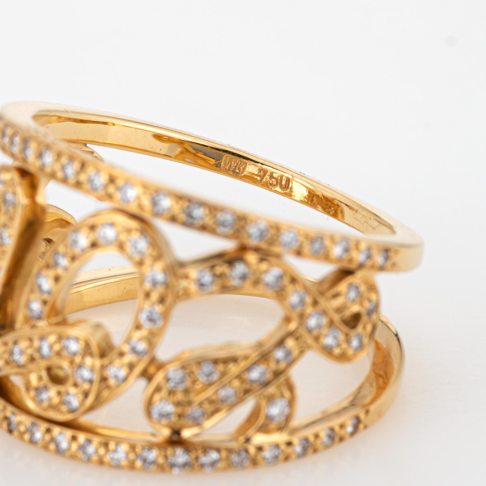 Repossi Diamond Love Script Ring Sz 6 Estate 18k Yellow Gold Band Signed Jewelry For Sale 1