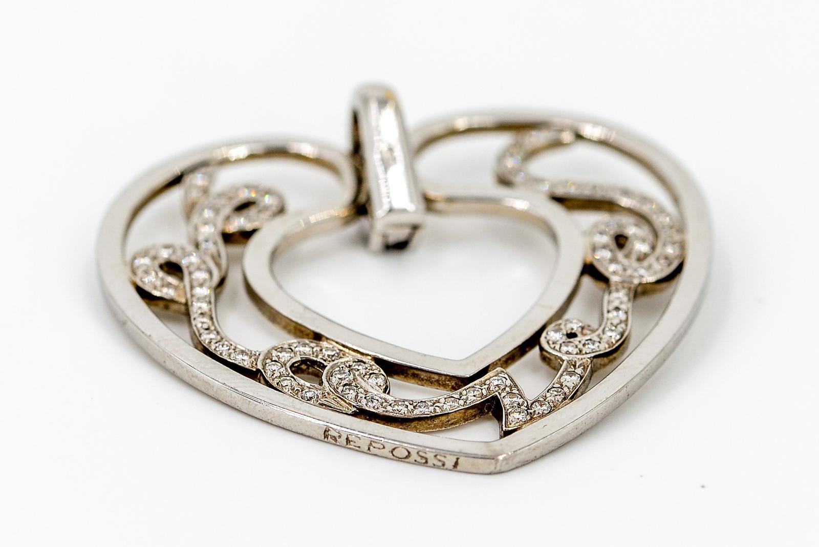 Repossi Collier à pendentif Love en or blanc et diamants Neuf - En vente à PARIS, FR