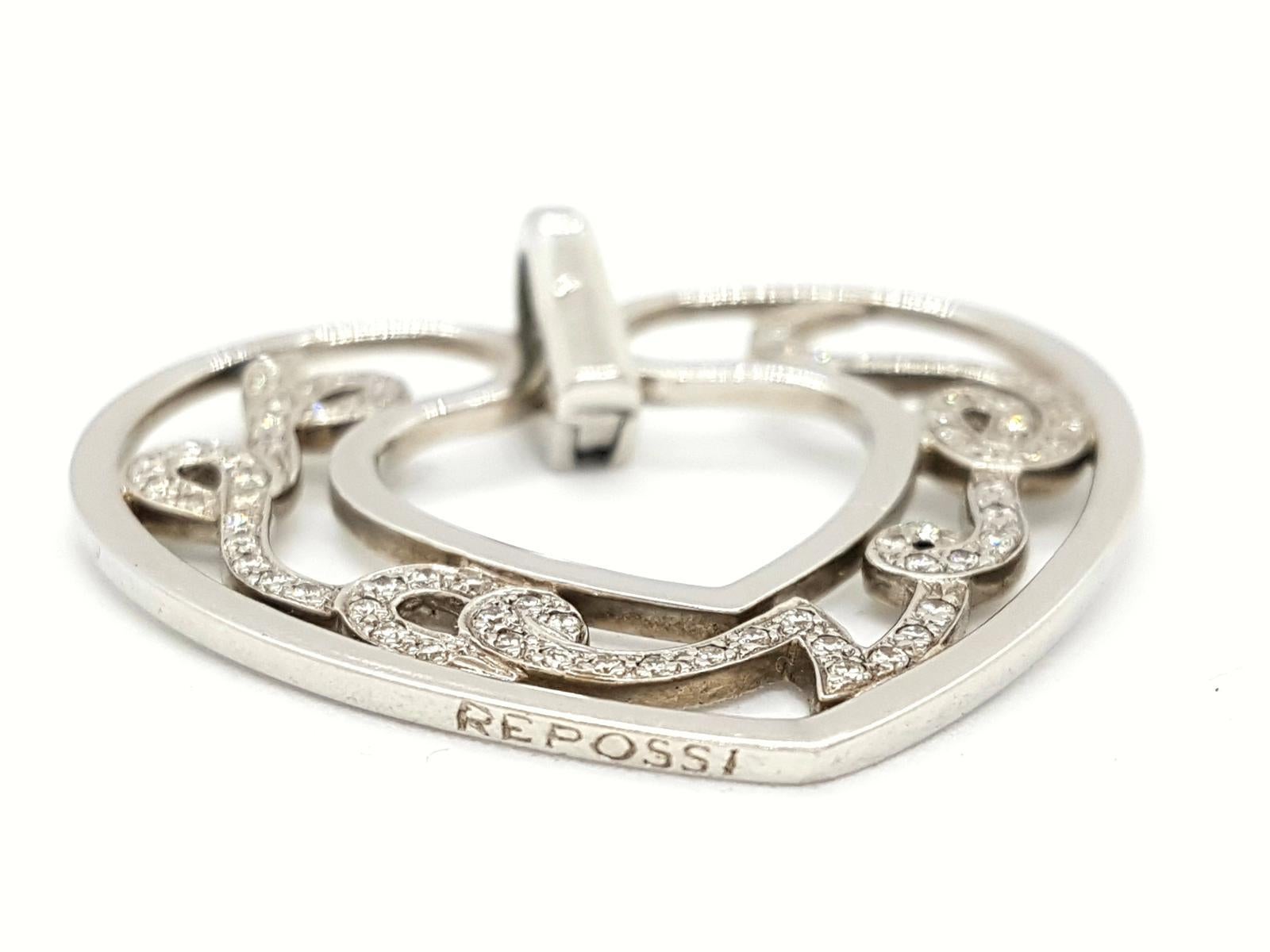 Repossi Collier à pendentif Love en or blanc et diamants en vente 2