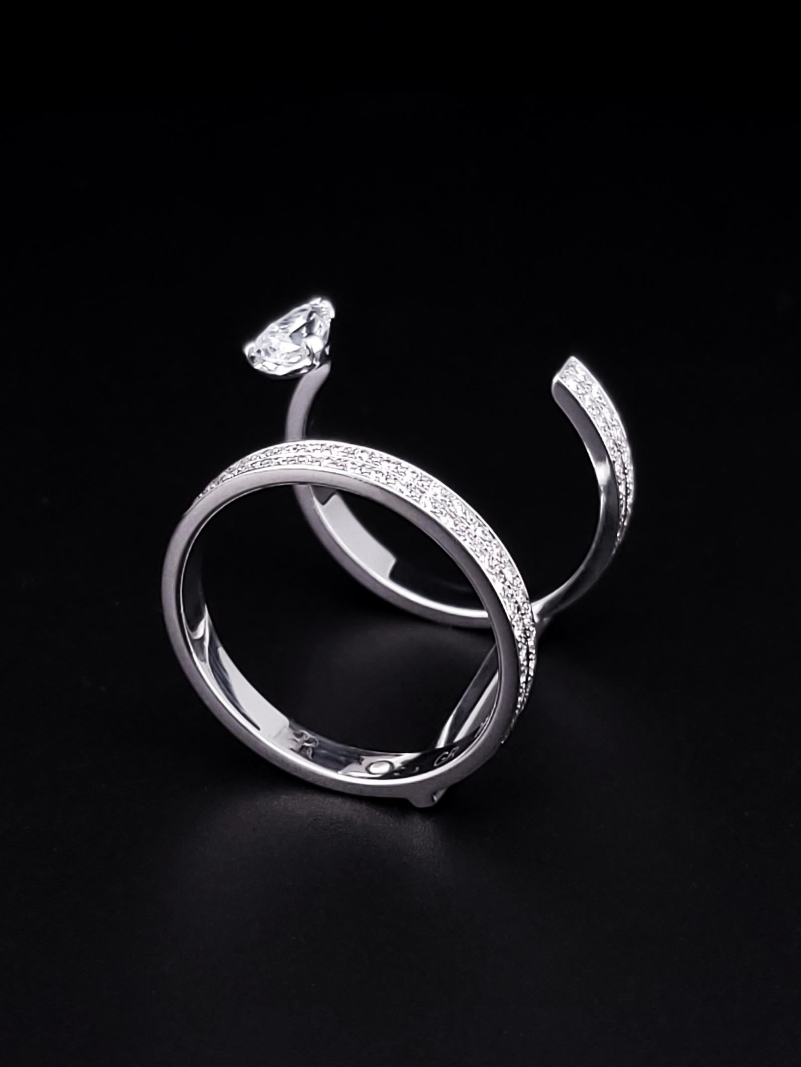 Repossi Serti sur Vide Ring in White Gold Paved with Diamonds For Sale 5