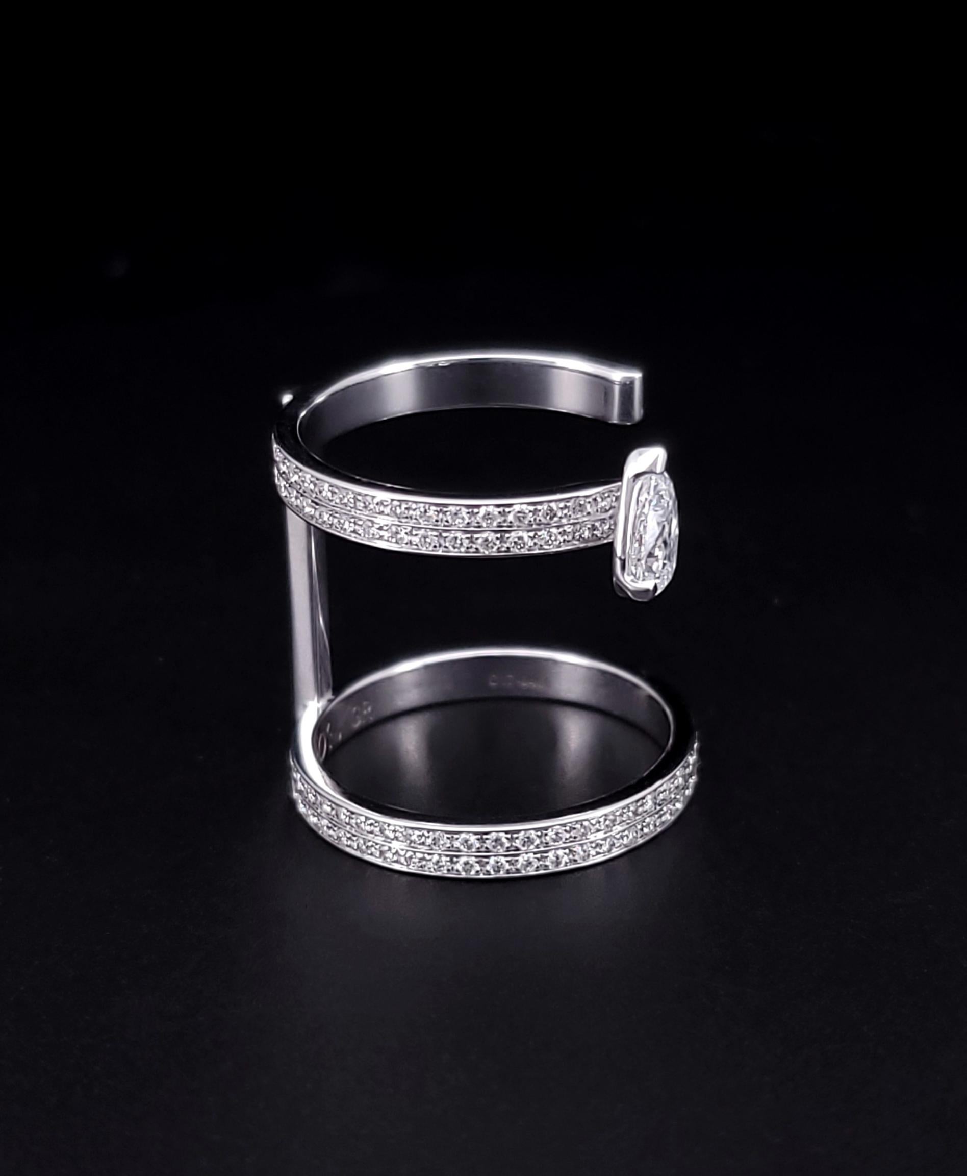 Women's Repossi Serti sur Vide Ring in White Gold Paved with Diamonds For Sale