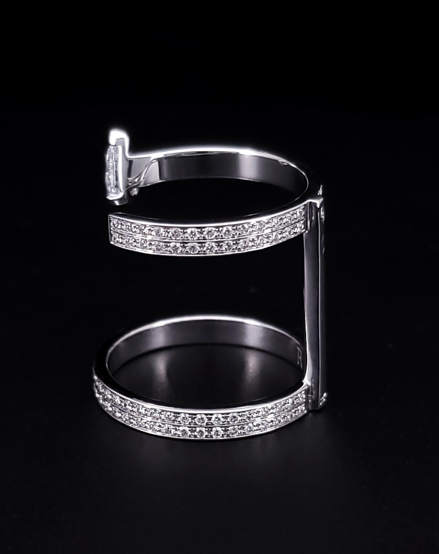 Repossi Serti sur Vide Ring in White Gold Paved with Diamonds For Sale 1