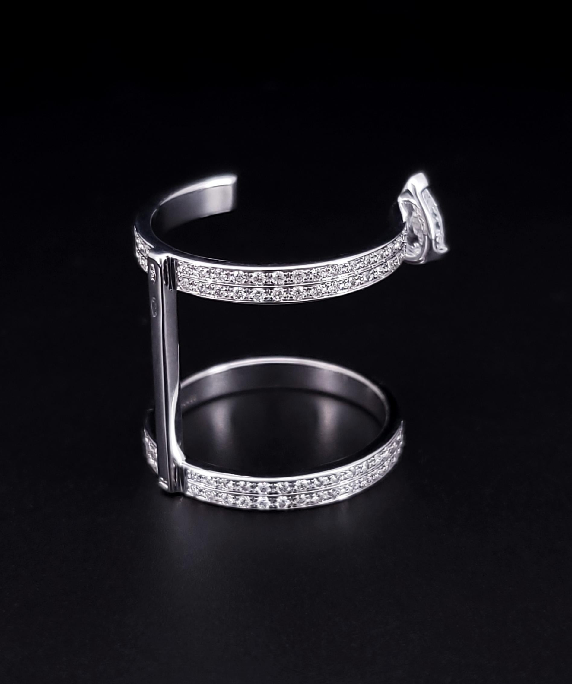 Repossi Serti sur Vide Ring in White Gold Paved with Diamonds For Sale 2